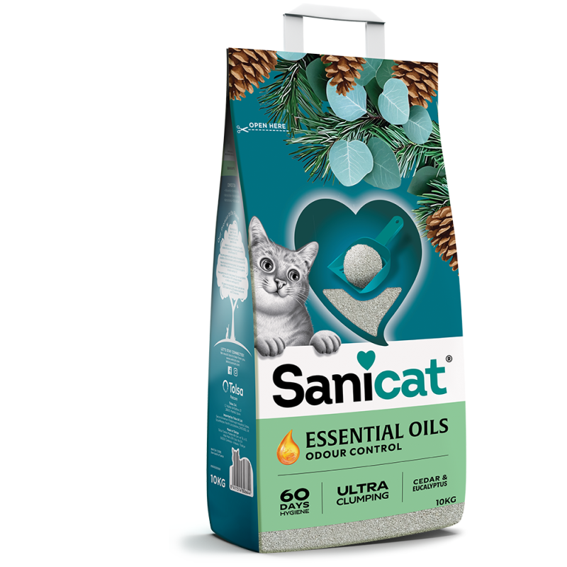 Sanicat Essential Oils Sedir Ve Okaliptus Kokulu Kedi Kumu 10 kg