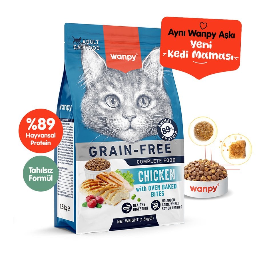 Wanpy Tahılsız Tavuklu Yetişkin Kedi Maması 1.5 kg