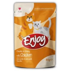 Enjoy Pouch Sos İçinde Et Parçacıklı Tavuklu Yetişkin Kedi Maması 85 gr