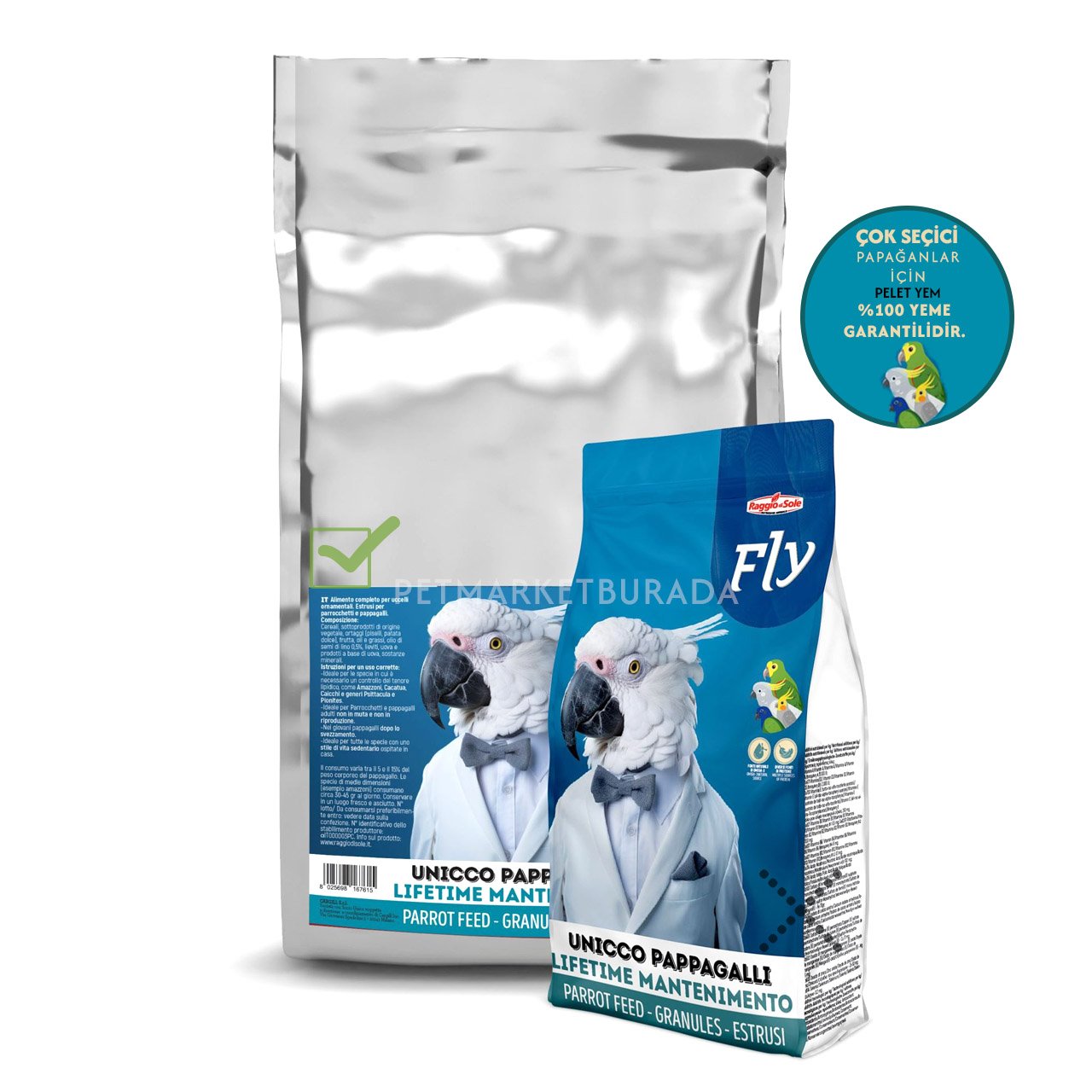 Raggio Di Sole Fly Unicco Lifetime %17 Proteinli Papağan Pelet Yem 3 kg