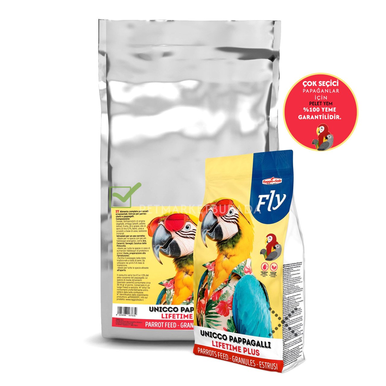 Raggio Di Sole Fly Unicco Lifetime Plus %18,50 Proteinli Papağan Pelet Yem 3 kg