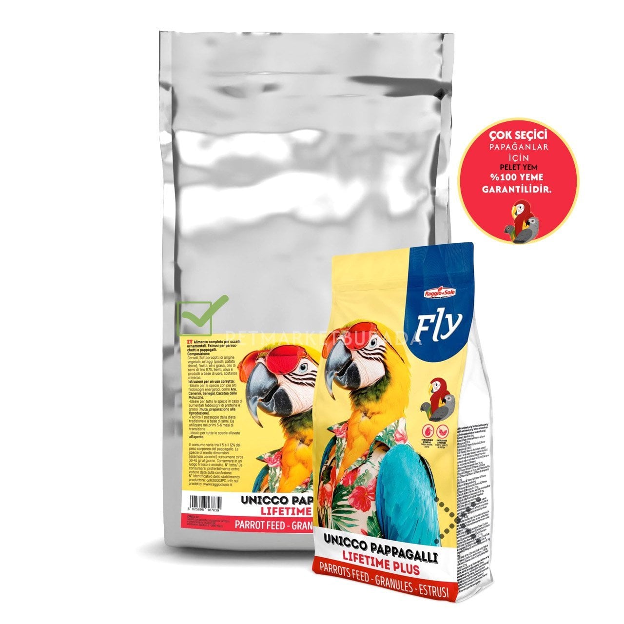 Raggio Di Sole Fly Unicco Lifetime Plus %18,50 Proteinli Papağan Pelet Yem (B) 1 kg