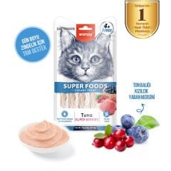 Wanpy Superfood Ton Balıklı Yaban Mersini & Kızılcıklı Krema Kedi Ödülü 5 ad×14 gr