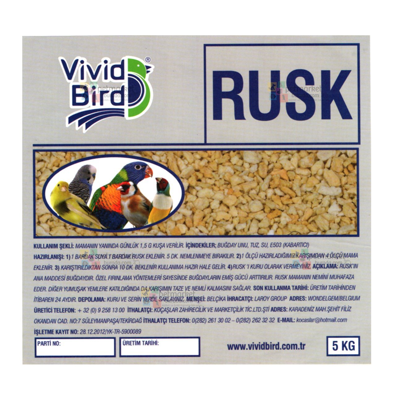 Vivid Bird Rusk Mama Nemlendiricisi 5 kg