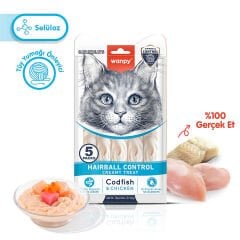 Wanpy Tüy Yumağı Önleyici Fonksiyonel Morina Balığı & TavukKedi Kreması Ödülü 5ad x 14gr