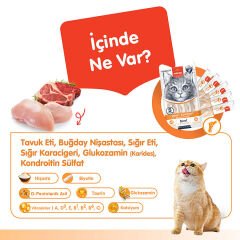 Wanpy Eklem Sağlığı Destekleyici Sığır Eti & Tavuk Fonksiyonel Kedi Kreması Kedi Kreması Ödülü 5ad x 14gr