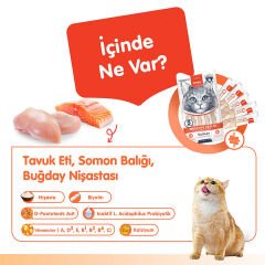 Wanpy Sindirim Sağlığı Destekleyici Somon Balığı&Tavuk Fonksiyonel Kedi Kreması 5ad x 14gr