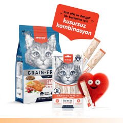 Wanpy Sindirim Sağlığı Destekleyici Somon Balığı&Tavuk Fonksiyonel Kedi Kreması 5ad x 14gr