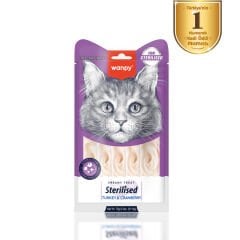 Wanpy Ton Hindi & Kızılcıklı Kısırlaştırılmış Tahılsız Kedi Krema Ödülü 5×14 g
