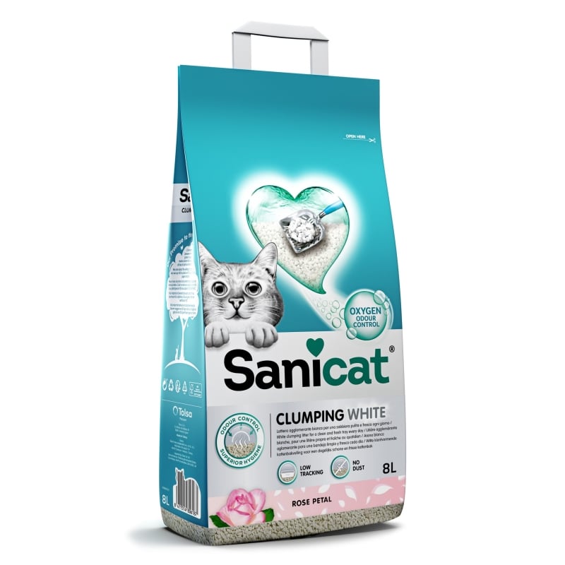 Sanicat Clumping White Gül Kokulu Kedi Kumu 8 Litre