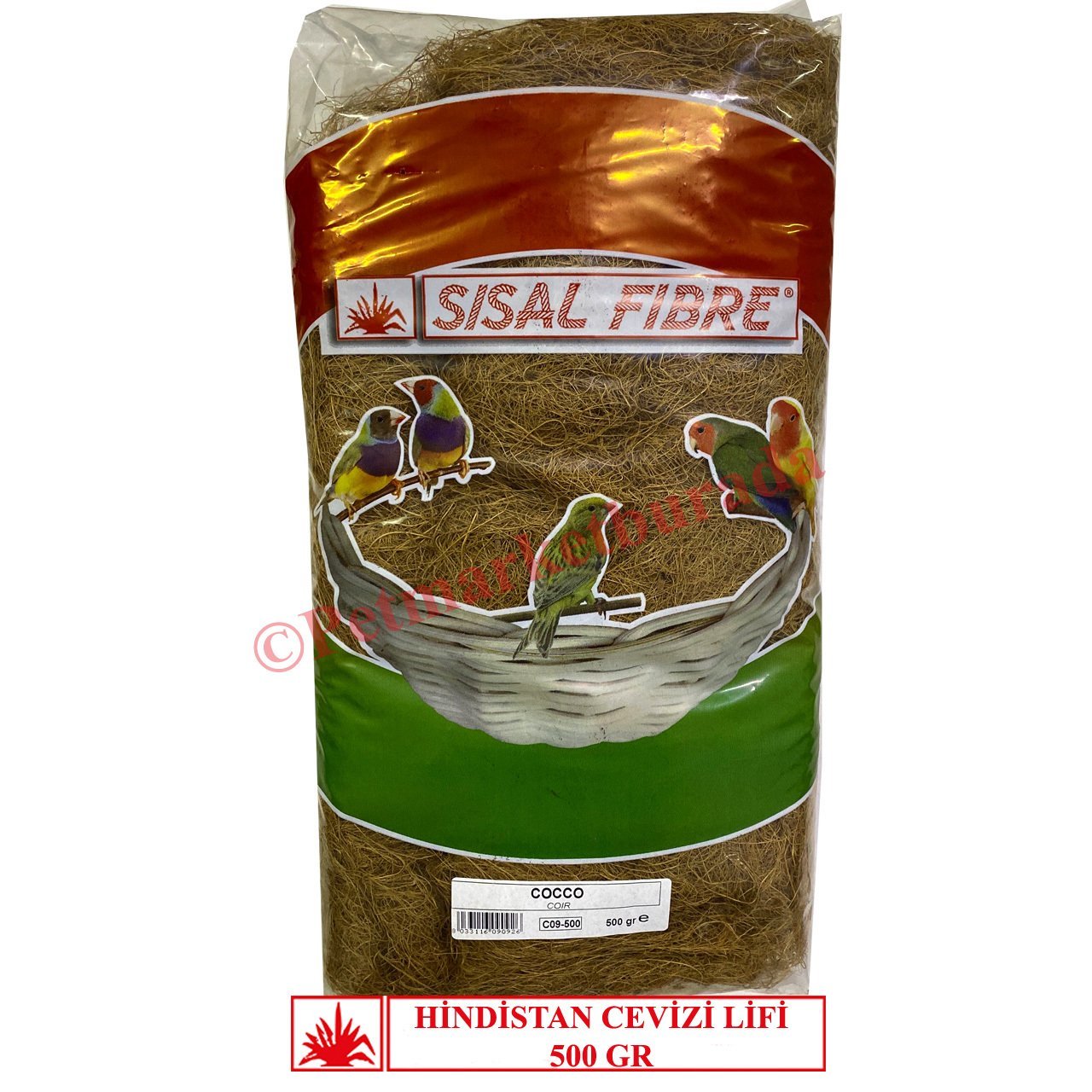 Sisal Fibre Egzotik Kuşlar İçin Hindistan Cevizi Lifi Yuva Malzemesi 500 gr