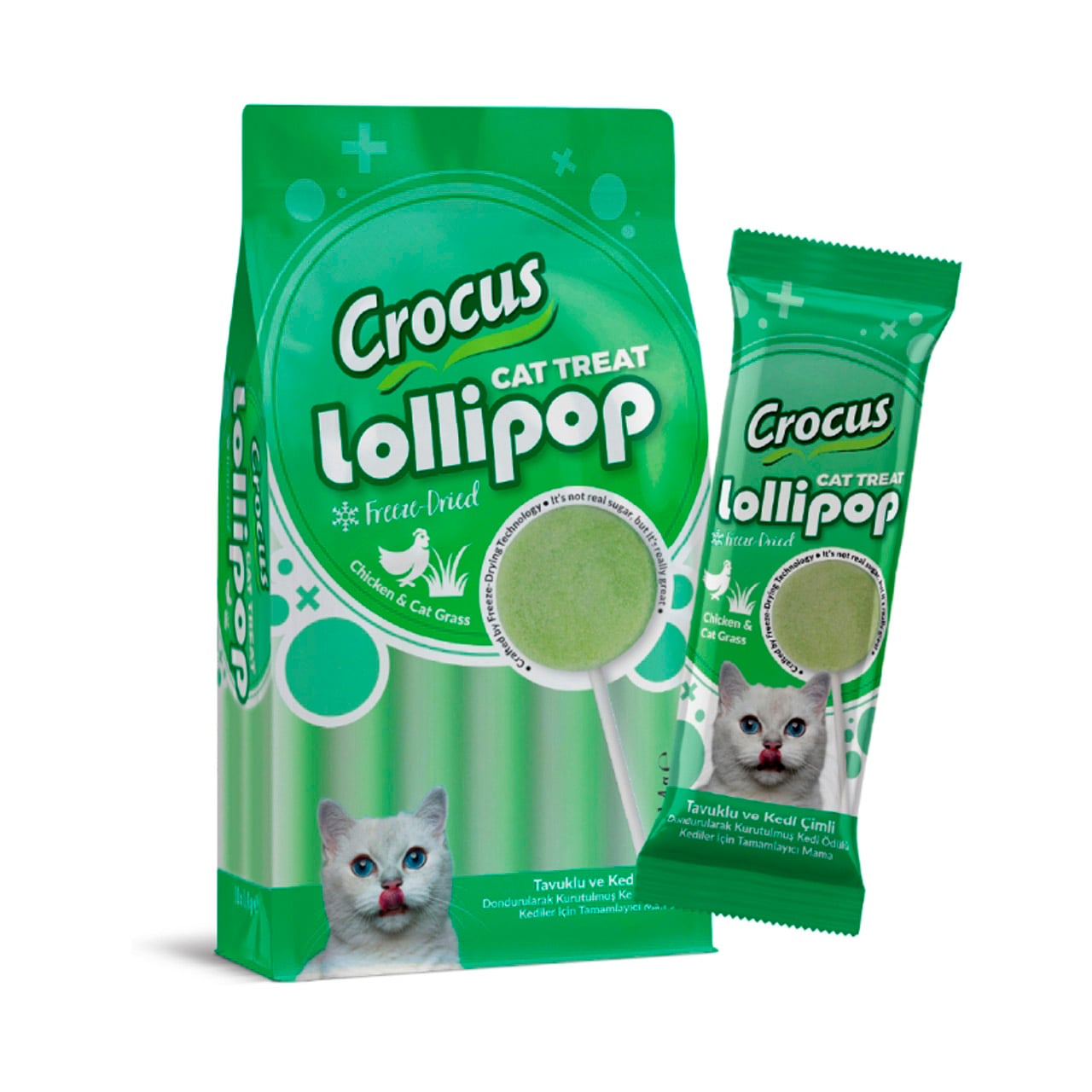 Crocus Tavuklu Ve Kedi Çimli Kedi Lolipop 10 lu paket