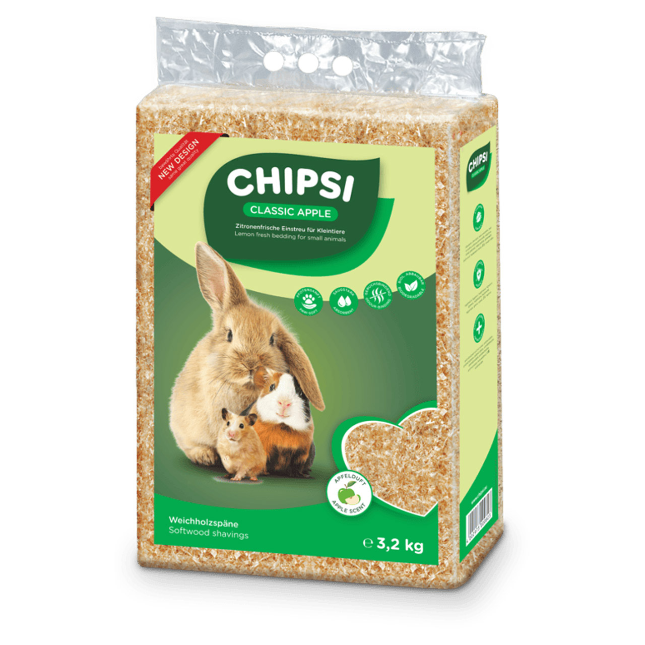 Chipsi Classic Yeşil Elmalı Premium Sıkıştırılmış Talaş 3.2 kg