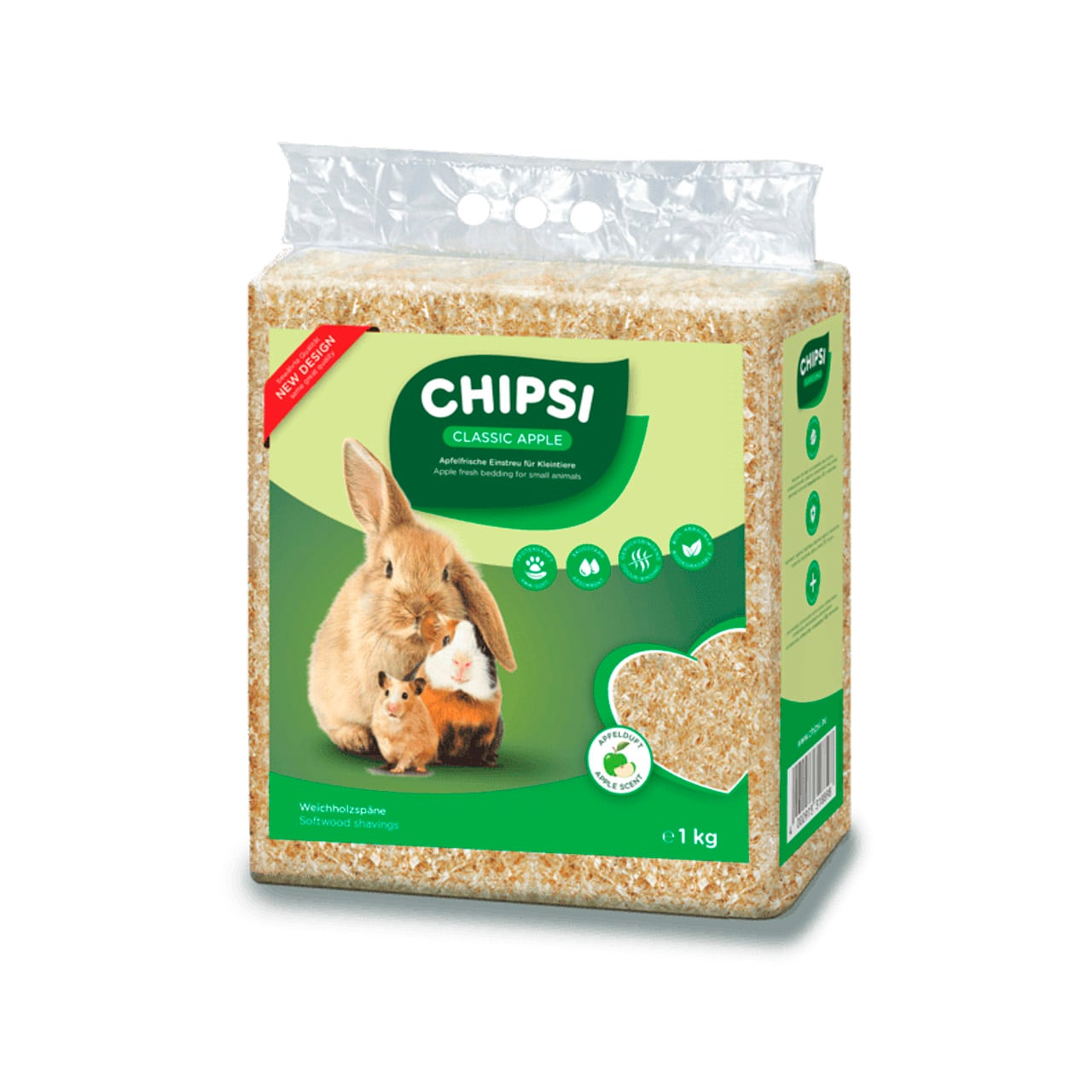 Chipsi Classic Yeşil Elmalı Premium Sıkıştırılmış Talaş 1 kg