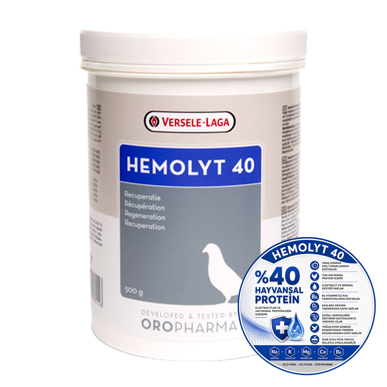Versele Laga Oropharma Hemolyt 40 Elektrolit ve Protein 500 g