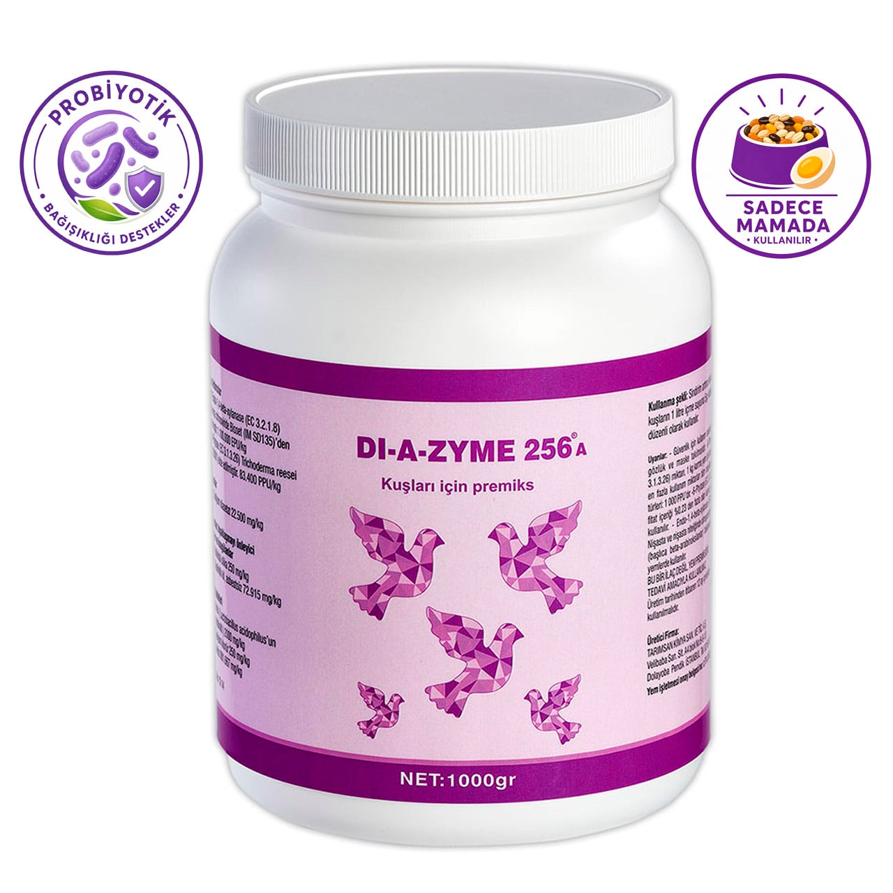 Diazyme 256 A Kuşlar İçin Zengin Probiyotik (Mama İçin) 1 kg