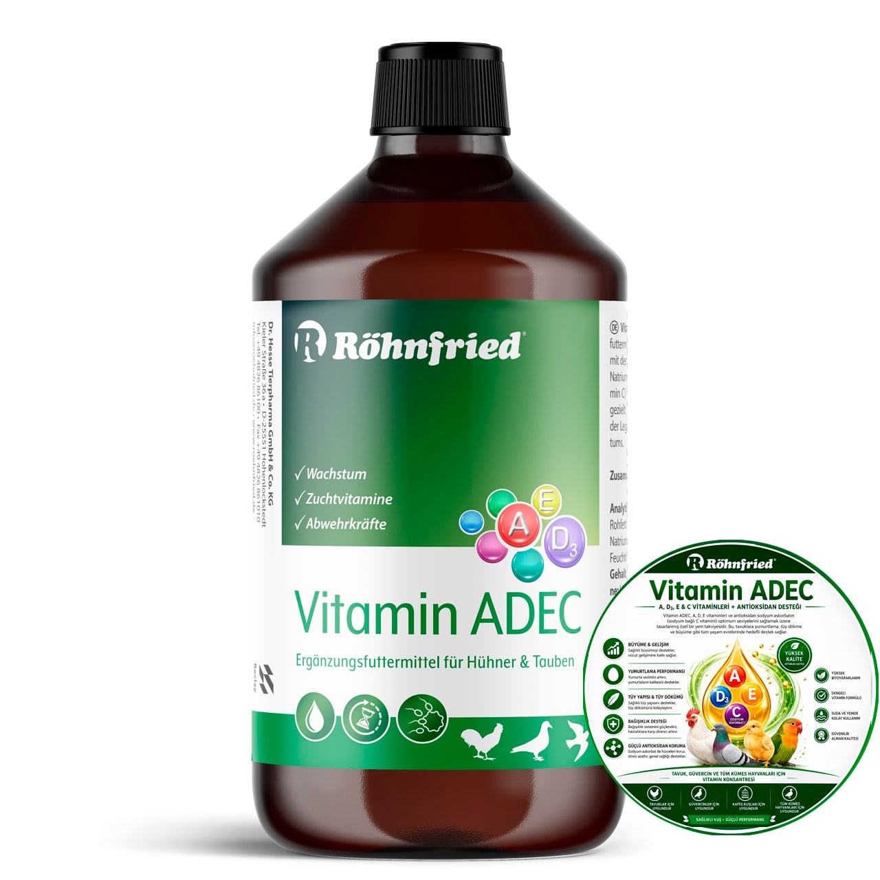 Röhnfried Vitamin ADEC Tüm Kanatlılar İçin Zengin Vitamin Konsantresi 1 lt