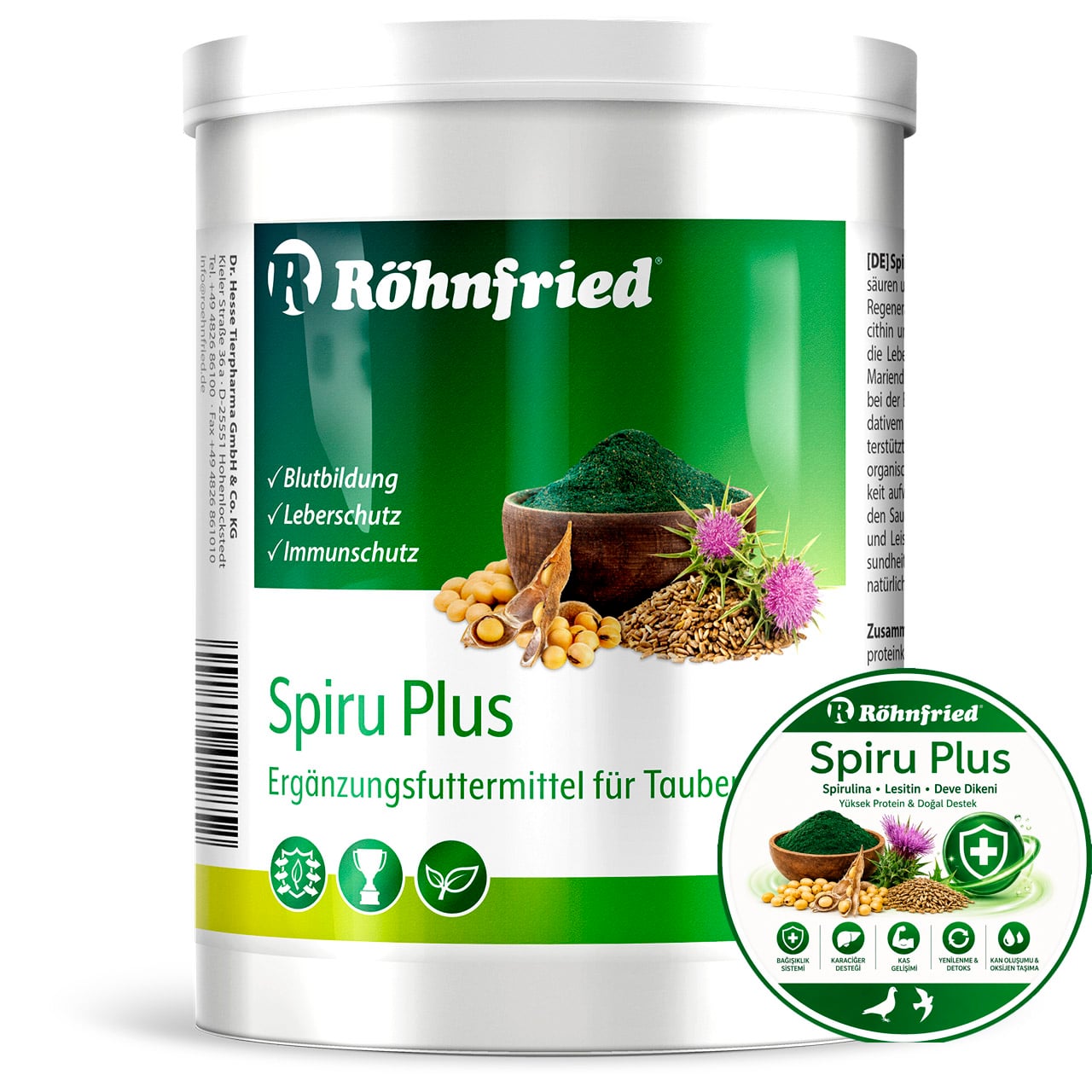 Röhnfried Spiru Plus Spirulina Lesitin ve Deve Dikeni İçeren Özel Karışım 450 g