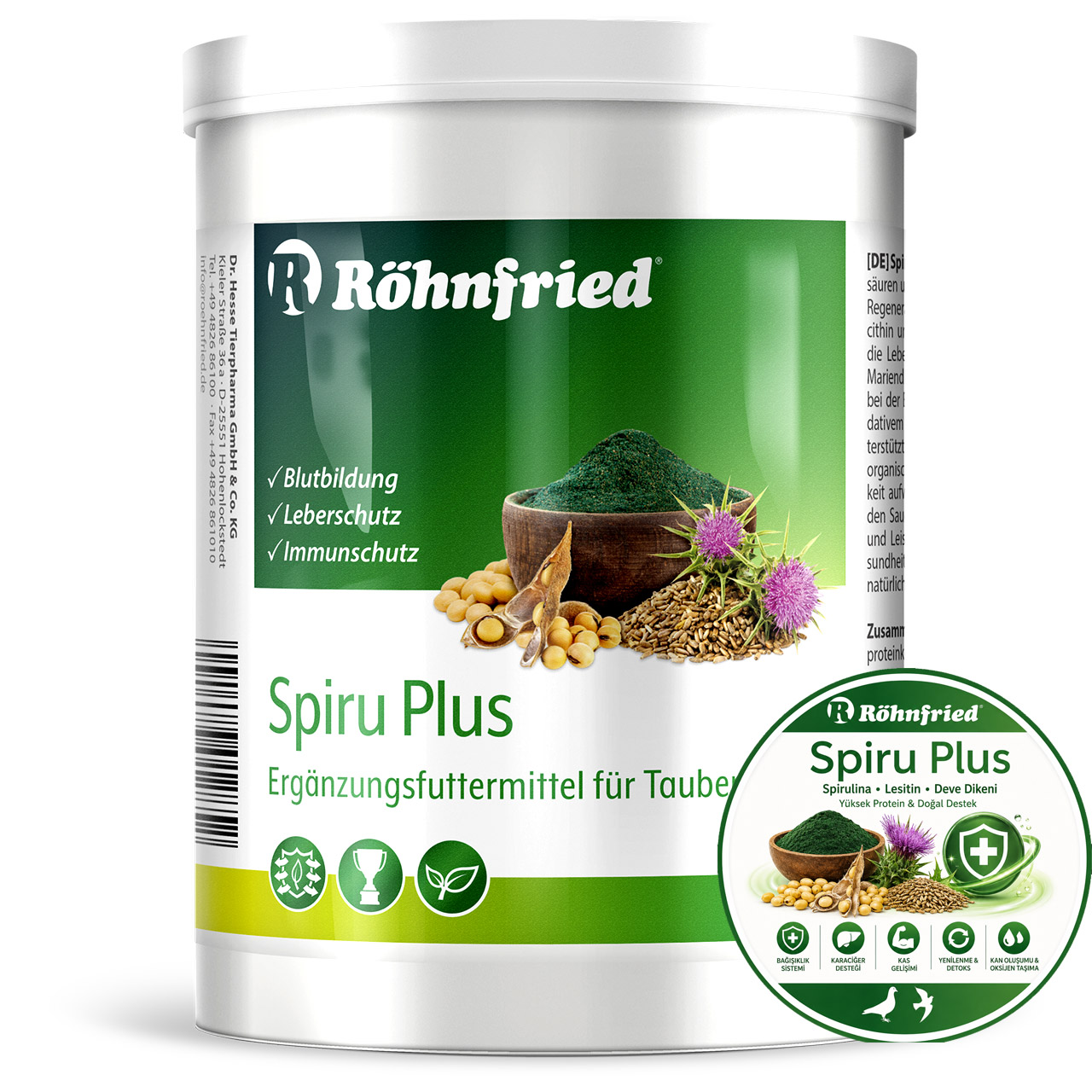 Röhnfried Spiru Plus Spirulina Lesitin ve Deve Dikeni İçeren Özel Karışım 450 g