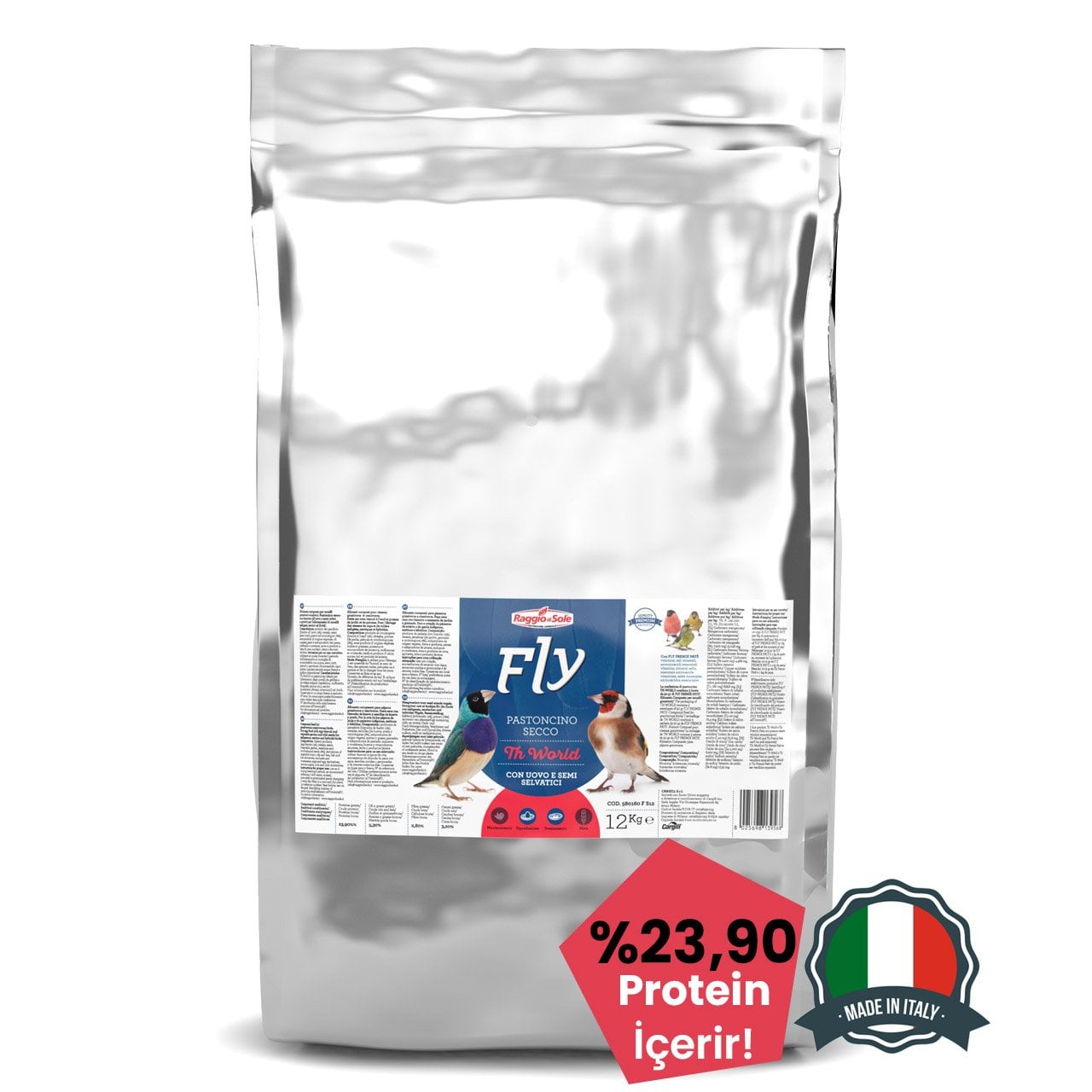 Raggio Di Sole Fly Th World Yüksek Proteinli Kurtlu Tohumlu Premium Doğa Kuşu Maması (OP) 12 Kg