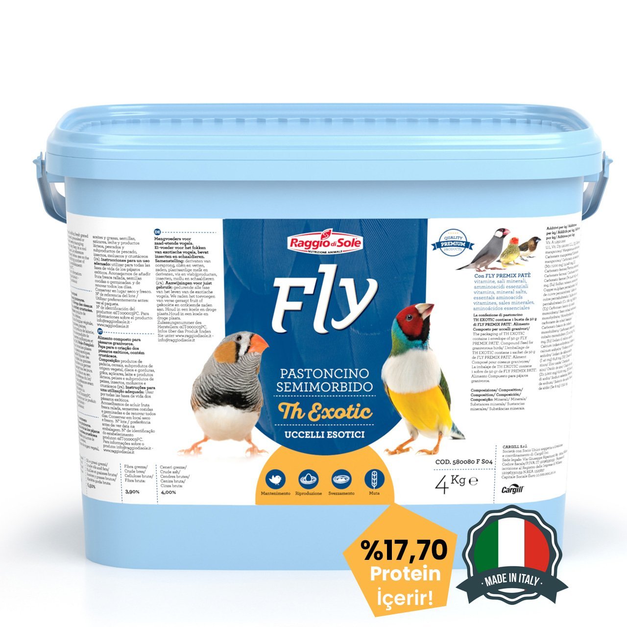 Raggio Di Sole Fly Th Exotic Premium Kurtlu Hafif Nemli Finch Maması (OP) 4 kg