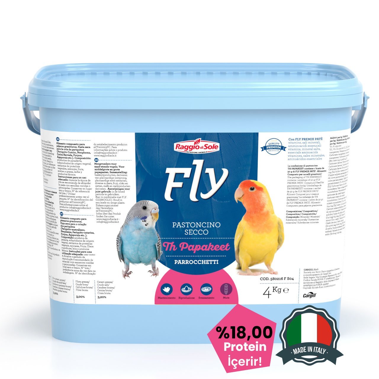 Raggio Di Sole Fly Th Papakeet Gamaruslu Polenli Premium Kuru Muhabbet Kuşu Maması (OP)  4 kg