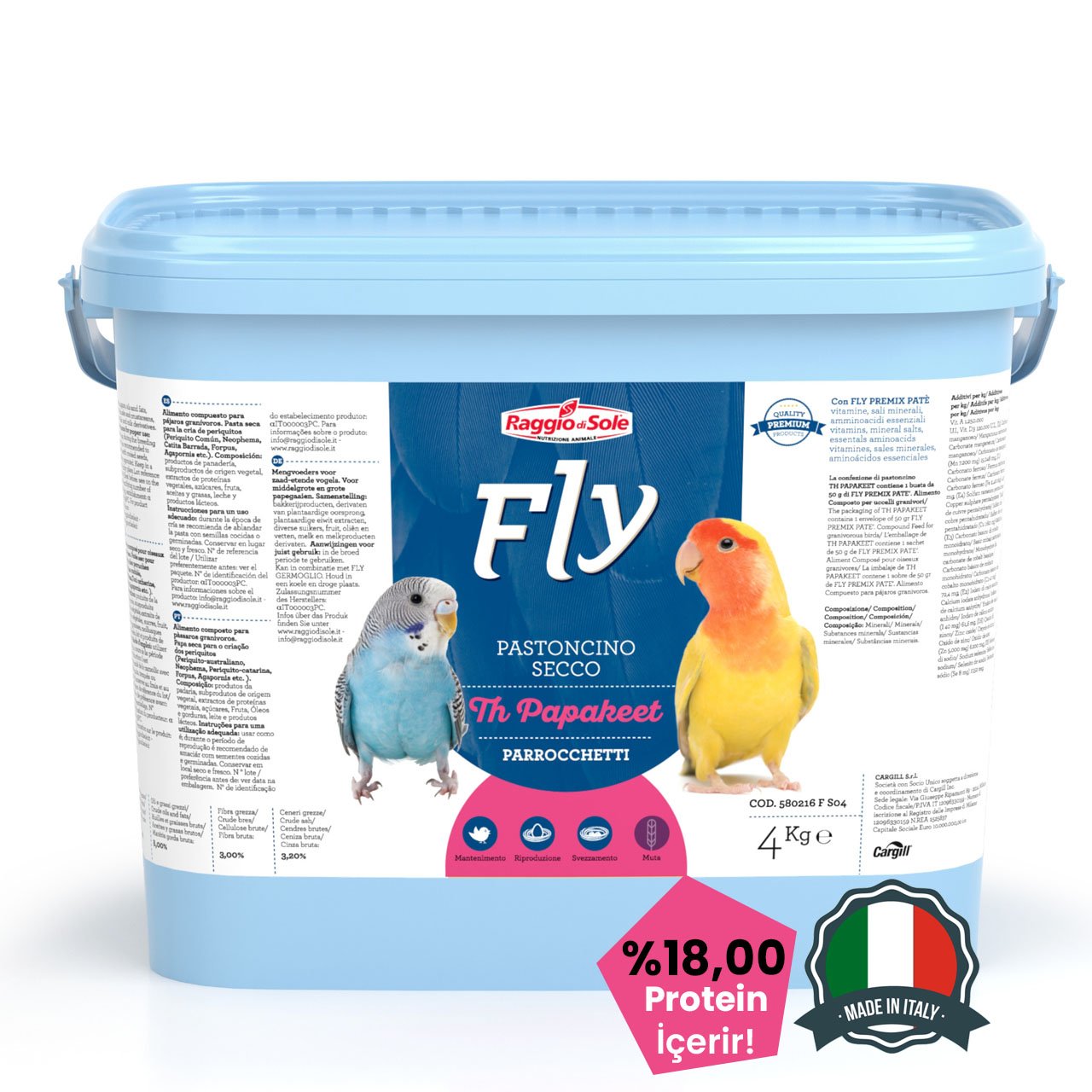 Raggio Di Sole Fly Th Papakeet Gamaruslu Polenli Premium Kuru Muhabbet Kuşu Maması (OP)  4 kg