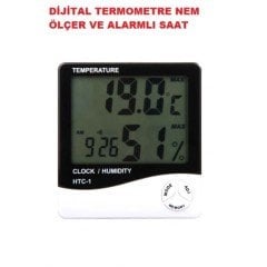 Dijital Nem Sıcaklık Ölçer Termometreli Saat