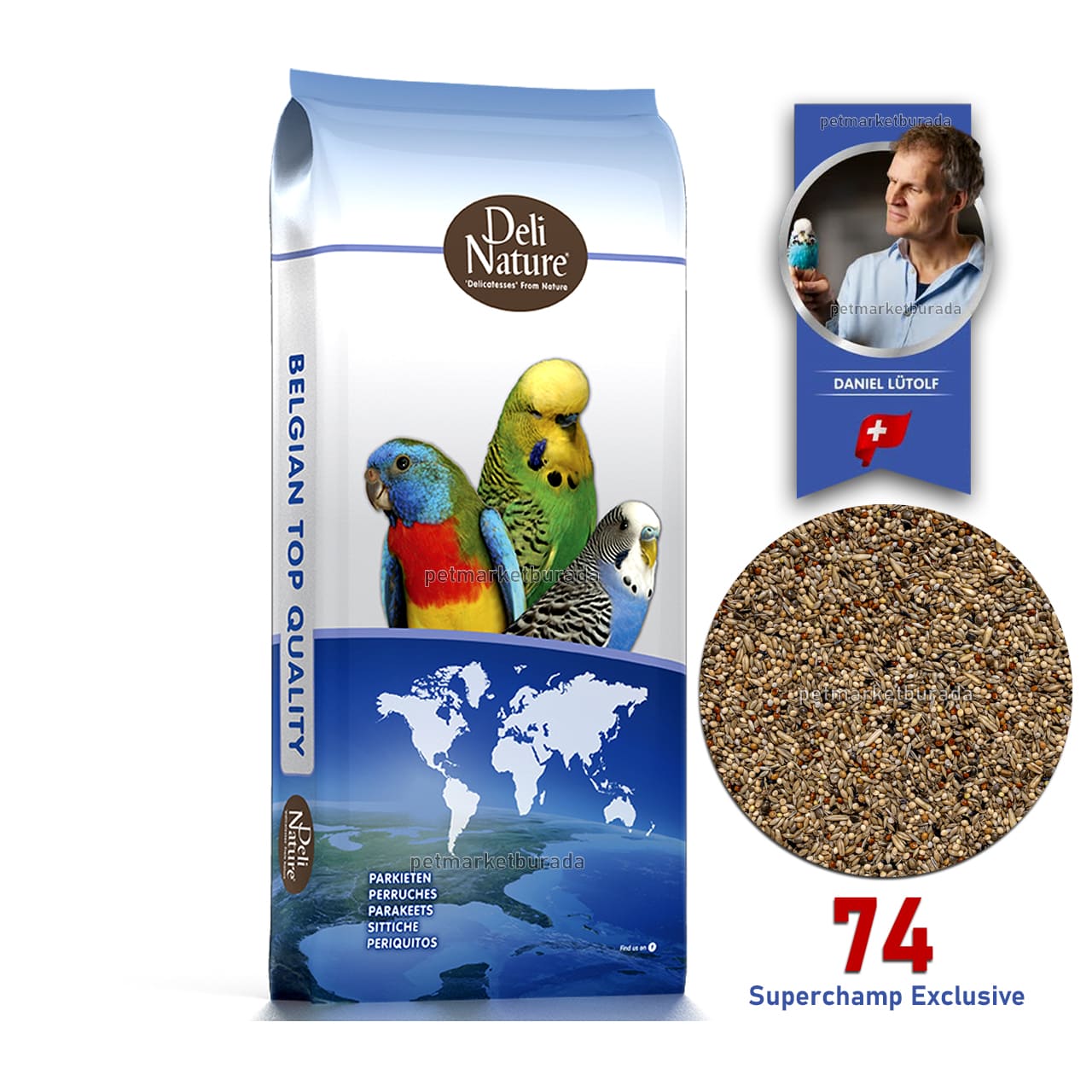Deli Nature 74 Daniel Lütolf Budgies Superchamp Exclusive Premium Üretici Yemi 20 kg