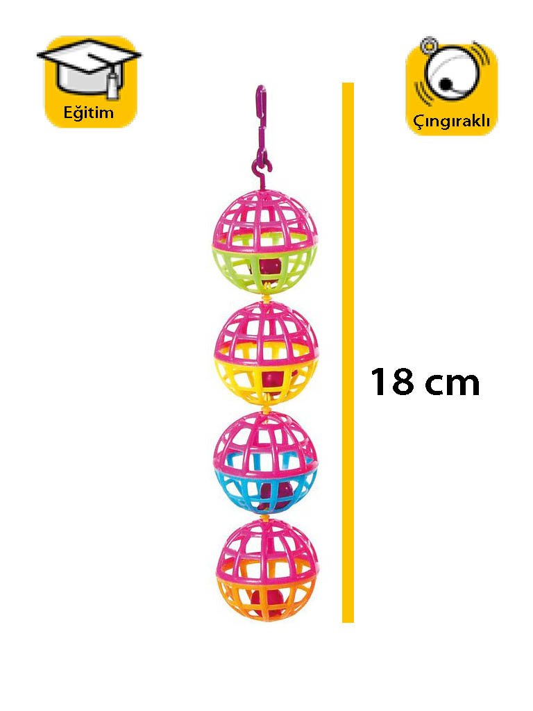 Karlie 4 lü Çıngıraklı Top Oyuncak 18 cm